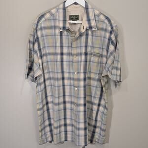 Eddie Bauer Short Sleeve Button Up Cotton Plaid Outdoor Rugged Casual Size XLT